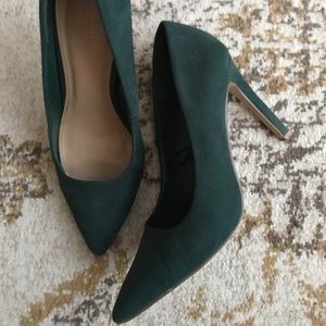 Emerald suede heels